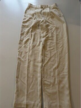 Tommy Bahama Women’s Size 8 100% Silk Ivory Cream Herringbone Pleated Pants